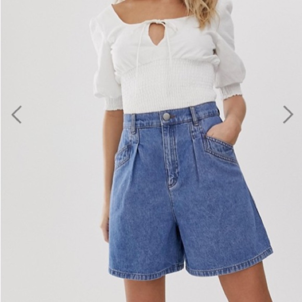 ASOS DESIGN HIGH RISE DENIM SHORTS